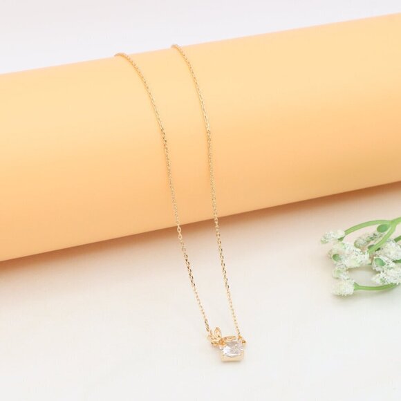 Elegant Rose Gold Necklace with Crystal Leaf Charm, XPNL0404 - Picture 8 of 12